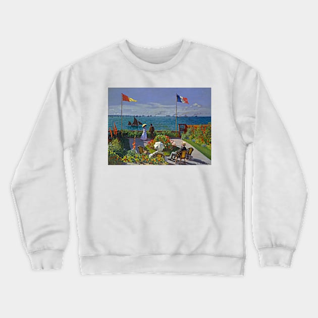 Claude Monet Garden at Sainte-Adresse 1867 Art Print Crewneck Sweatshirt by ZiggyPrint